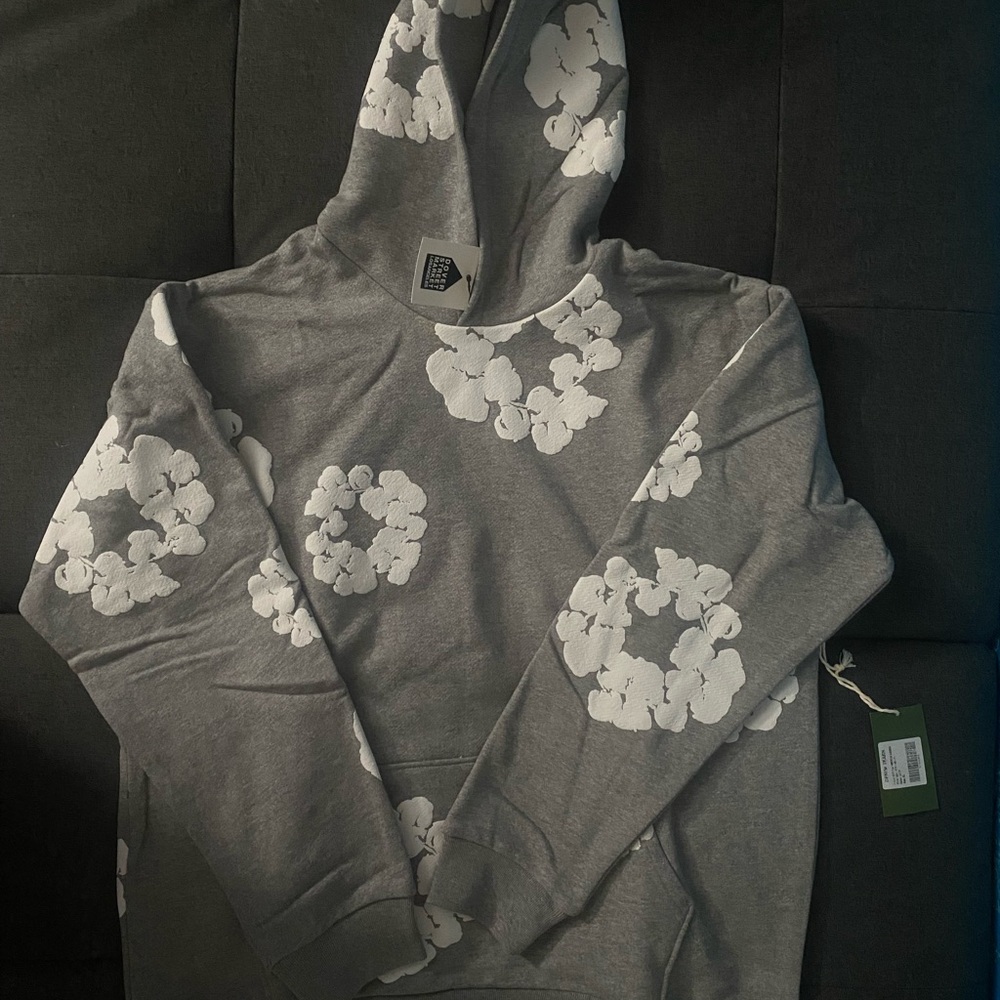 Denim Tears Gray Floral Puff Hoodie